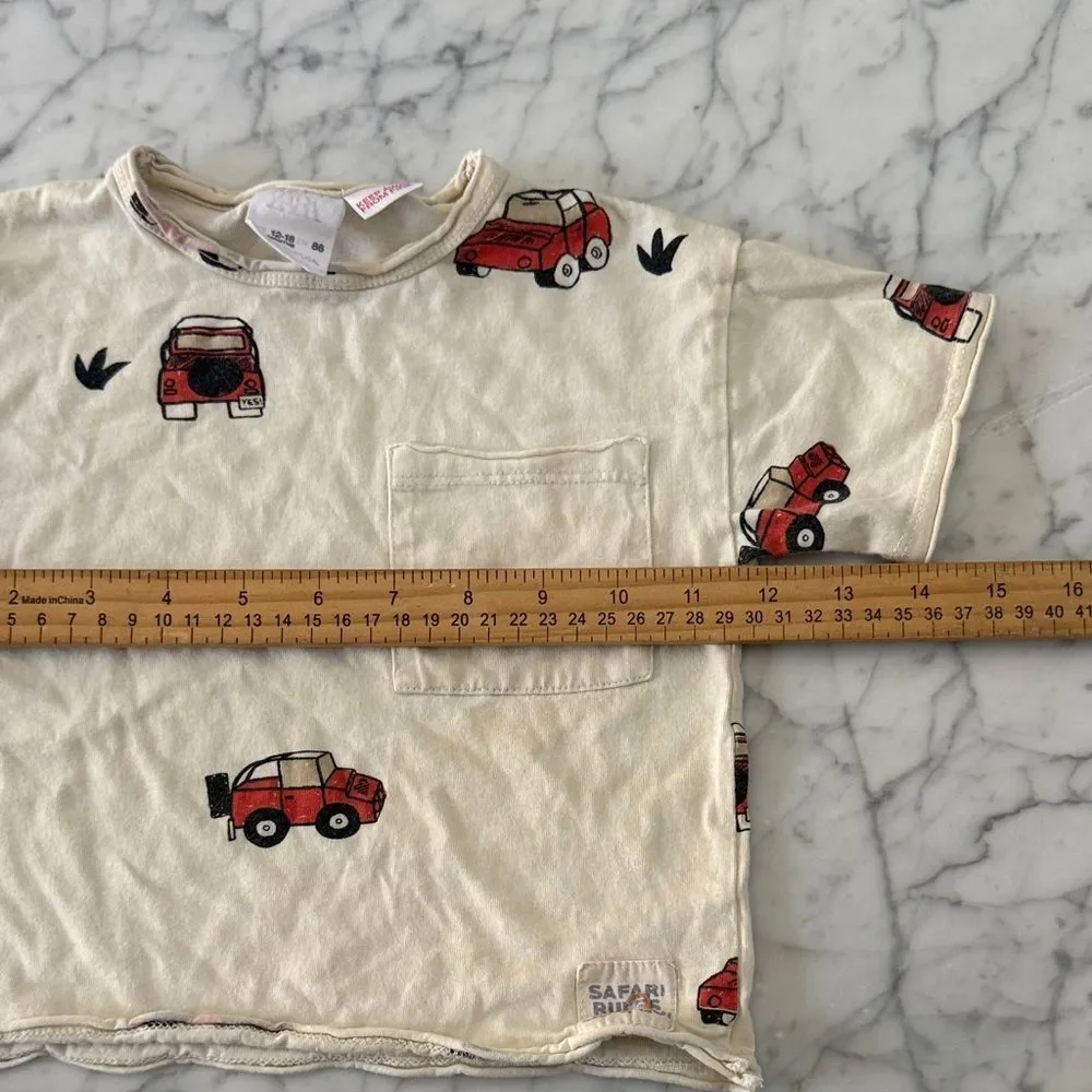 Kids' Zara Sz 12-18 Mo Cream T-Shirt Jeep Red Car Print